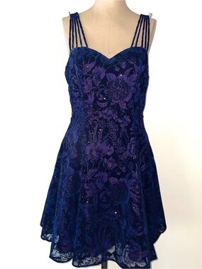 Jump VNTGE sparkle/floral/velvet/layered mini‎ dress -strappy